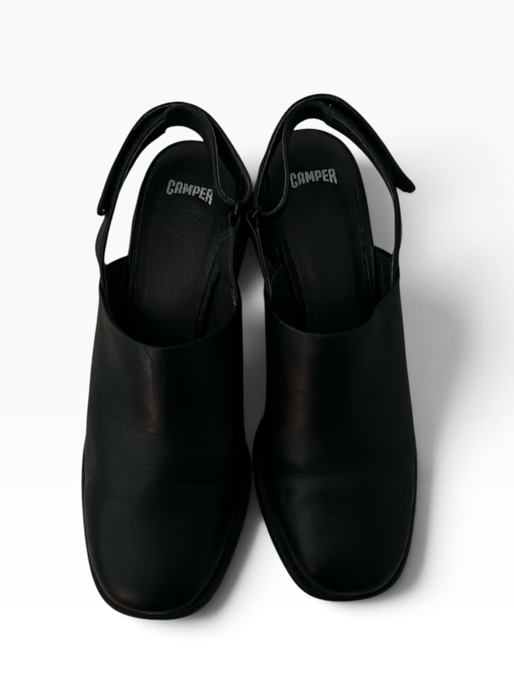 Camper Niki Black Leather Slingback Clogs Mules - Size 40  Size 9.5